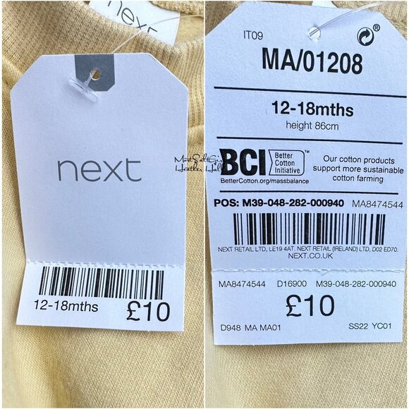 Next NWT 12-18 Months Yellow with Embroidered Flower Babydoll Toddler Dress - Picture 5 of 7